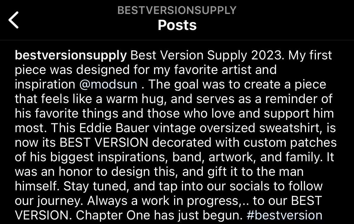 TheMissaMouse's tweet photo. Hi friends 💙  @MODSUN continues  to inspire &amp; I am following my dream.  I created the first pieces for my brand @BestVersionSupp for Mod &amp; @ForgetBrennan 🤘🏼I am just getting started,… &amp;  don’t have much online YET but would love it if you followed my journey! #dreamscometrue 💫 https://t.co/XjnowGPEE9