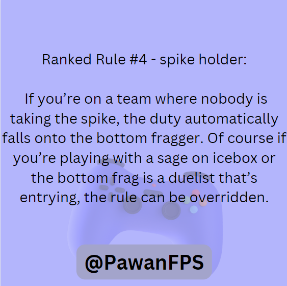 PawanFps's tweet photo. When in doubt, spike it out! 💣 Remember, even the bottom fragger can step up and take on the crucial role of spike holder in your team. 🙌 But exceptions apply, especially with a sage on icebox or a duelist entrying. #VALORANT #rankedtips" https://t.co/Zr7YEMuEAo