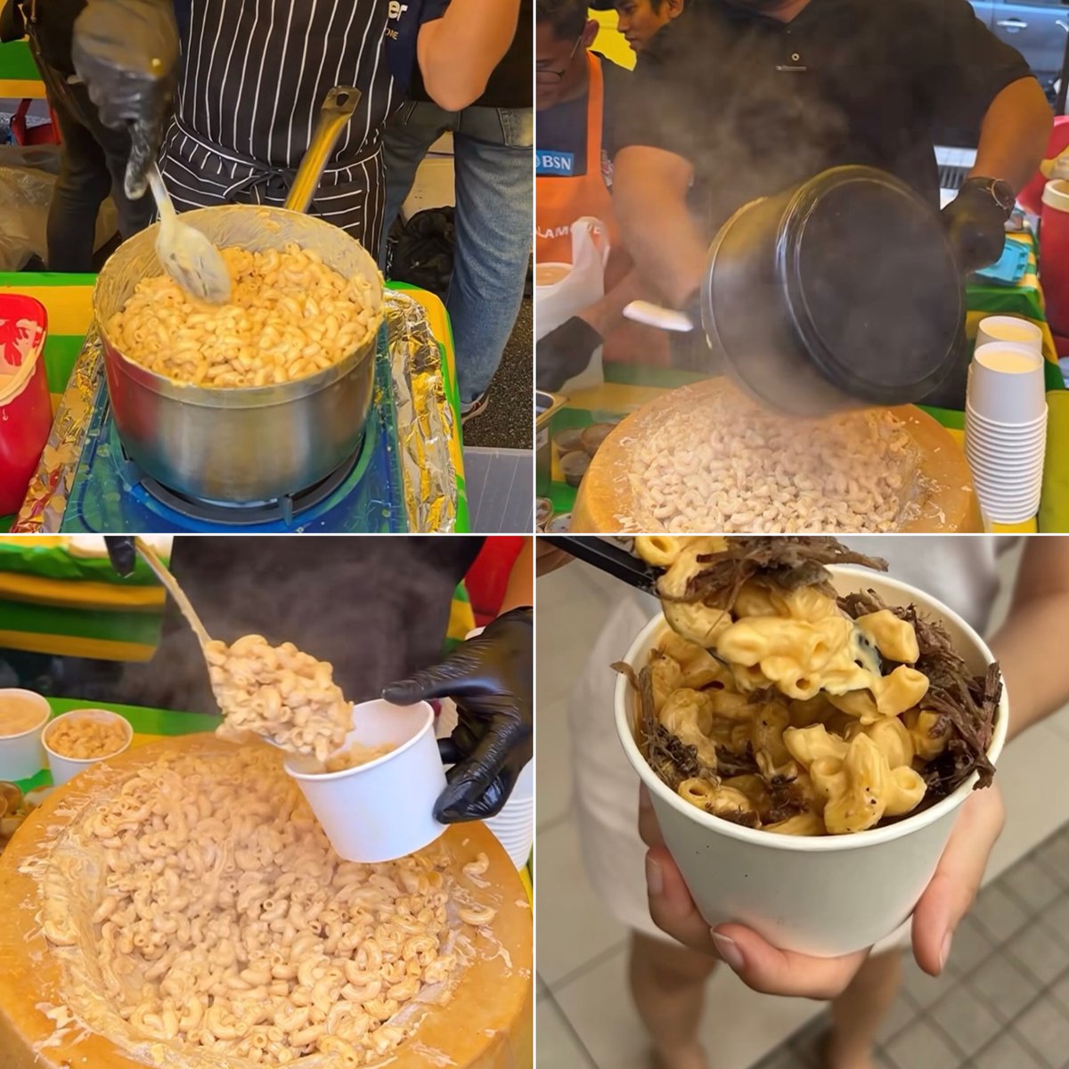 LVGIF's tweet photo. FOUR Reasons Why People Are NOT Happy With This TTDI Bazar Ramadan’s Cheese Wheel Mac &amp; Cheese: 
1-Gaul guna keju lain dalam periuk
2-Cheese wheel sekadar wayang, tak sempat mencair salut macaroni
3-Harga kayangan RM15 plain, RM20 campur lamb / beef brisket
4-Status halal keju https://t.co/fMhKGDExFt