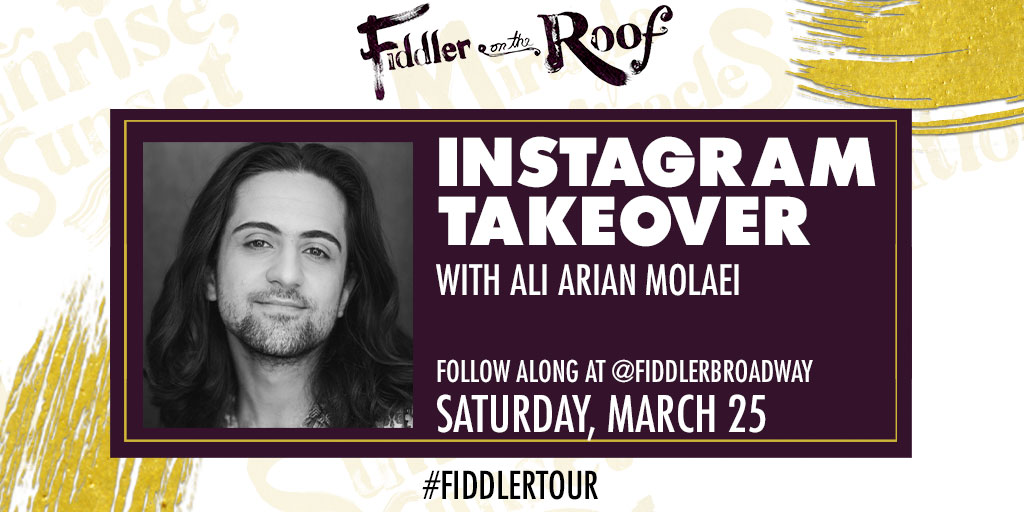 FiddlerBroadway's tweet photo. ⚠️ Tune In Alert! ⚠️Our favorite dancing violinist (the wonderful Ali Arian Molaei), will be bringing us along backstage for the day as they take over the #FiddlerTour Instagram TODAY! Follow along at @FiddlerBroadway on IG! https://t.co/bZtjFxHo1b