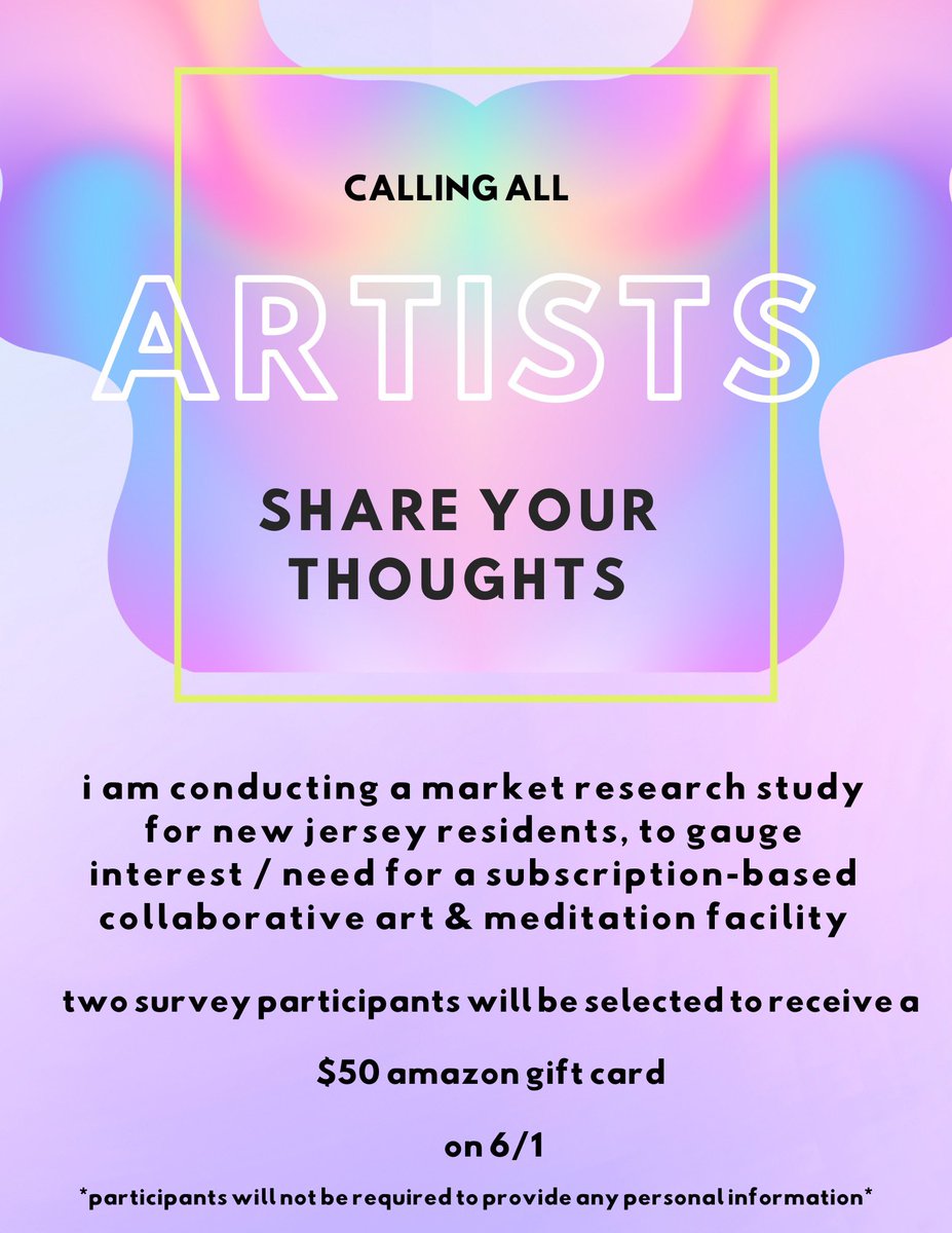 All feedback is greatly appreciated 💕🙏

forms.gle/7Nr1N4V9oLCGeg…

Thank you to those who have already shared & participated.

#njarts #NewJersey @NJGov