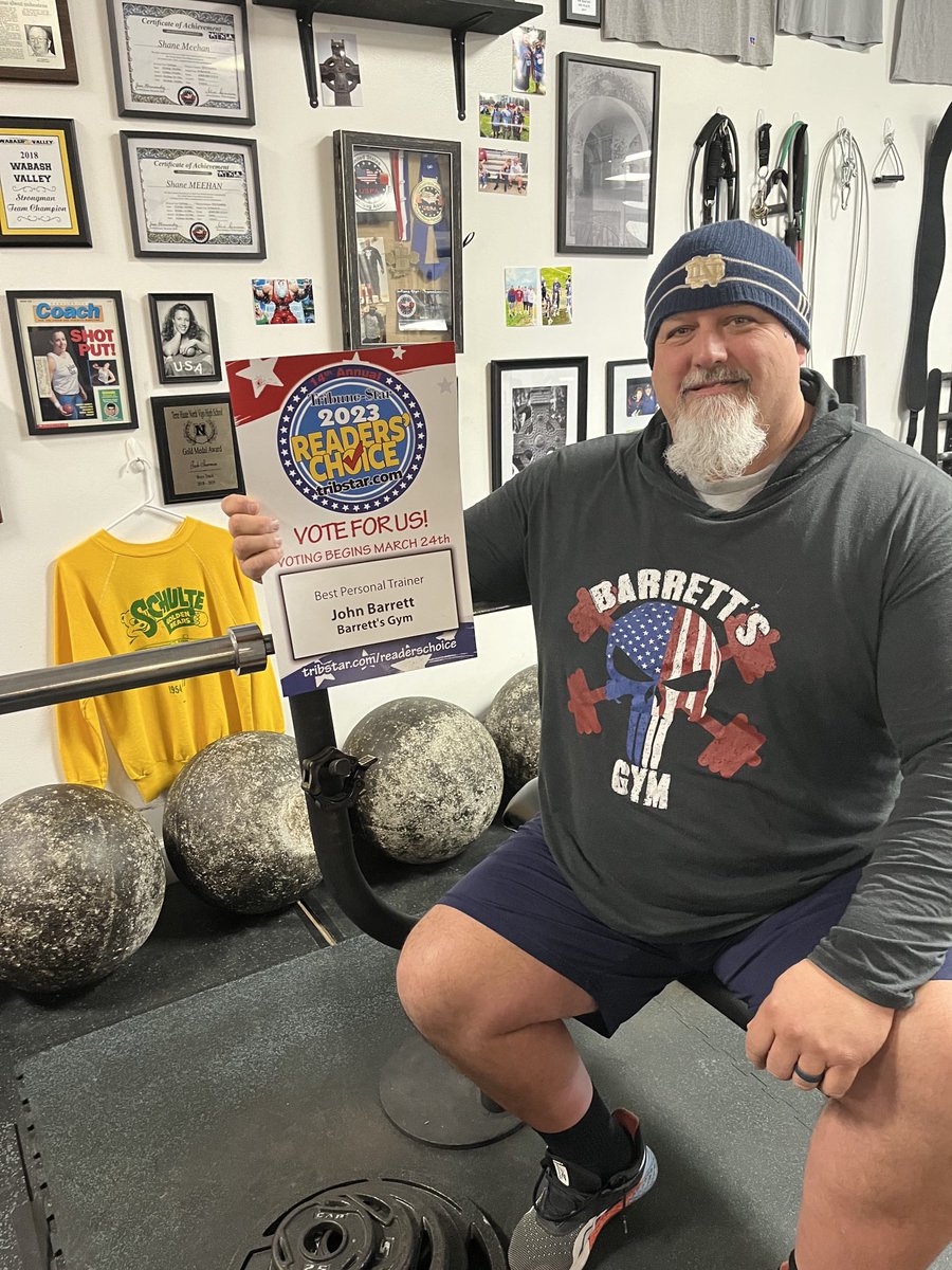 BarrettsGym's tweet photo. 14th annual Tribune Star 2023 Readers’ Choice…Best Personal Trainer. I am honored for this years nomination. You can vote daily. Thank you for your support!  https://t.co/me1vhoHYga. https://t.co/jzDJFYAuC6