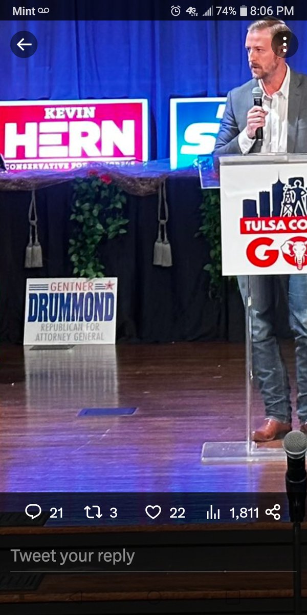 just86inokc's tweet photo. @ryanmwalters @TulsaCountyGOP Today??? Geez Walters how old is this photo?  Drummond's already the AG. Tell Matt Langston to get up to date 😂😂😂 https://t.co/quIdggDnAI