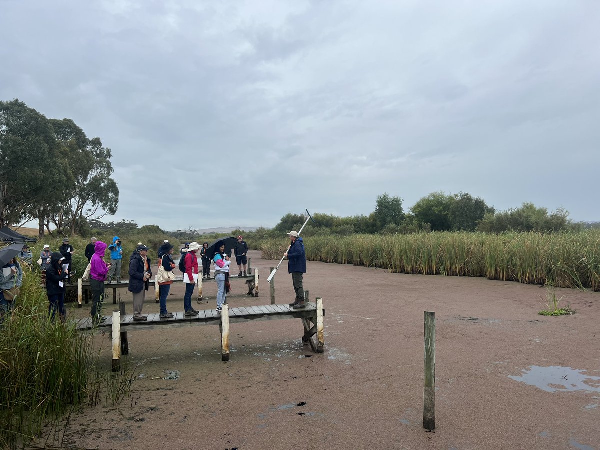 IASSC_2023's tweet photo. First field trip of ##IASSC23 underway at Wally’s Landing, Finniss River - site of a major acidification during the millennium drought #acidsulfatesoils https://t.co/eTpGDYf4Y9