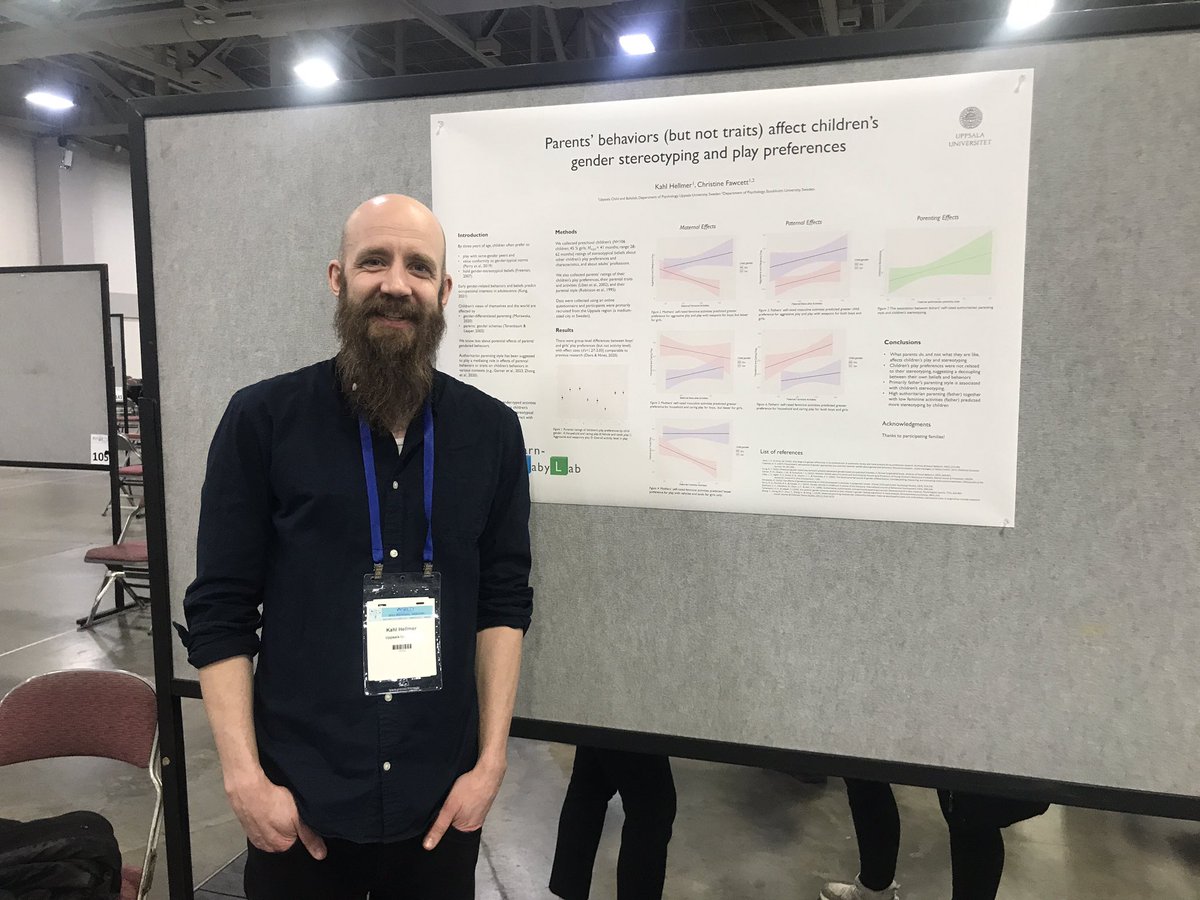 Uppsala_BabyLab's tweet photo. Our colleague Kahl is here to share his work “Parents’ behaviors (but not traits) affect children’s gender stereotyping and play preferences.” #SRCD2023 https://t.co/E7pDQI4plg