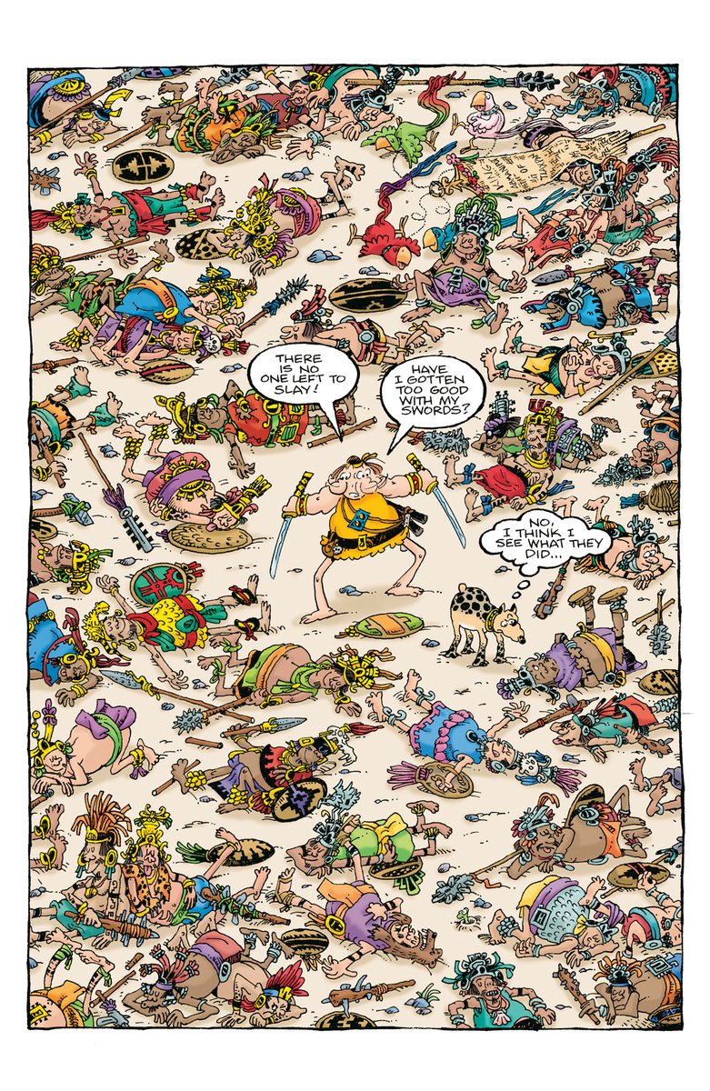 "It deals with matters of faith and politics in a delightfully fun way. Moreover, it shows how alike we all are, despite all our differences. Devour it with a bowl of your favorite cheese dip."--<a href="/dispatchdcu/">Dispatch</a> 

Groo: Gods Against Groo #4: bit.ly/3FyrZkT
<a href="/OfficialGroo/">Groo The Wanderer</a>