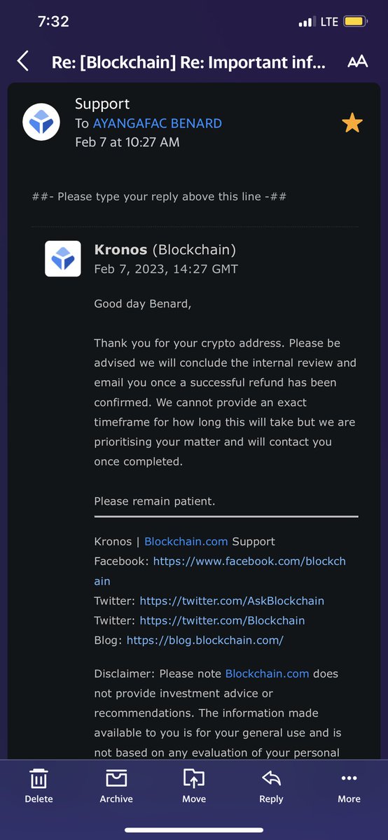 BeNufac_Crypto's tweet photo. @blockchain @blockchain your platform is scamming users by holding their funds and not allowing them to remove their funds, my account has been suspended since Oct with so much money in it and @AskBlockchain continues to ignore my emails but can come here to post trash.
Resolve 🎟️ #3835205 https://t.co/Q1VZDWv2Mi