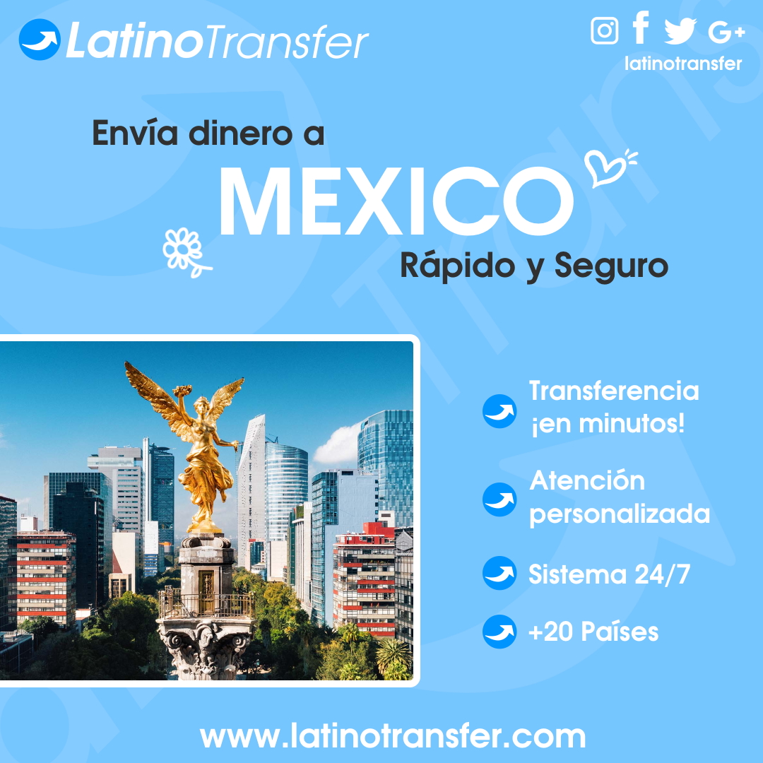 Envía dinero online a México desde cualquier parte del mundo a través de nuestra web o con Atención Personalizada. Somos tu Agencia de confianza #Latinotransfer

#mexico
#remesasmexico #enviodedineromexico #transferenciasmexico