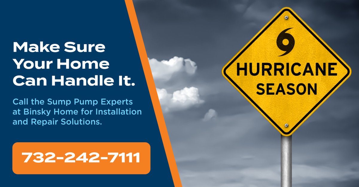 binskyhome's tweet photo. With hurricane season right around the corner, a properly working sump pump is a necessity for New Jersey residents. Contact us for all your sump pump maintenance, repair and installation services! https://t.co/d4d61OrZPZ