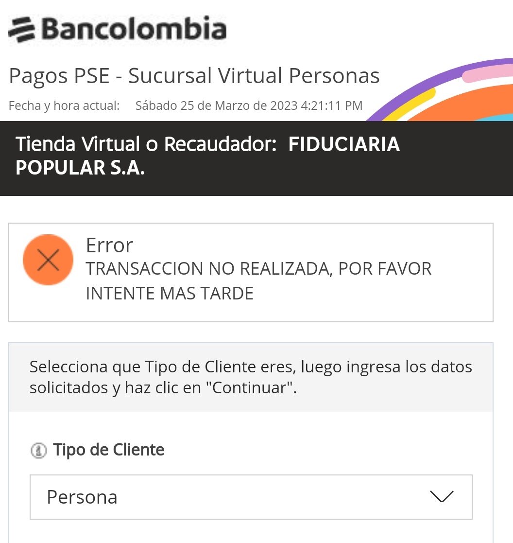 DaniloHer74's tweet photo. @Bancolombia @sonderlaura Hoy es 25 de marzo @Bancolombia y su app está con fallas, no deja hacer ningún pago. Hasta cuando con este mal servicio? https://t.co/Kvg4YWb0Lz