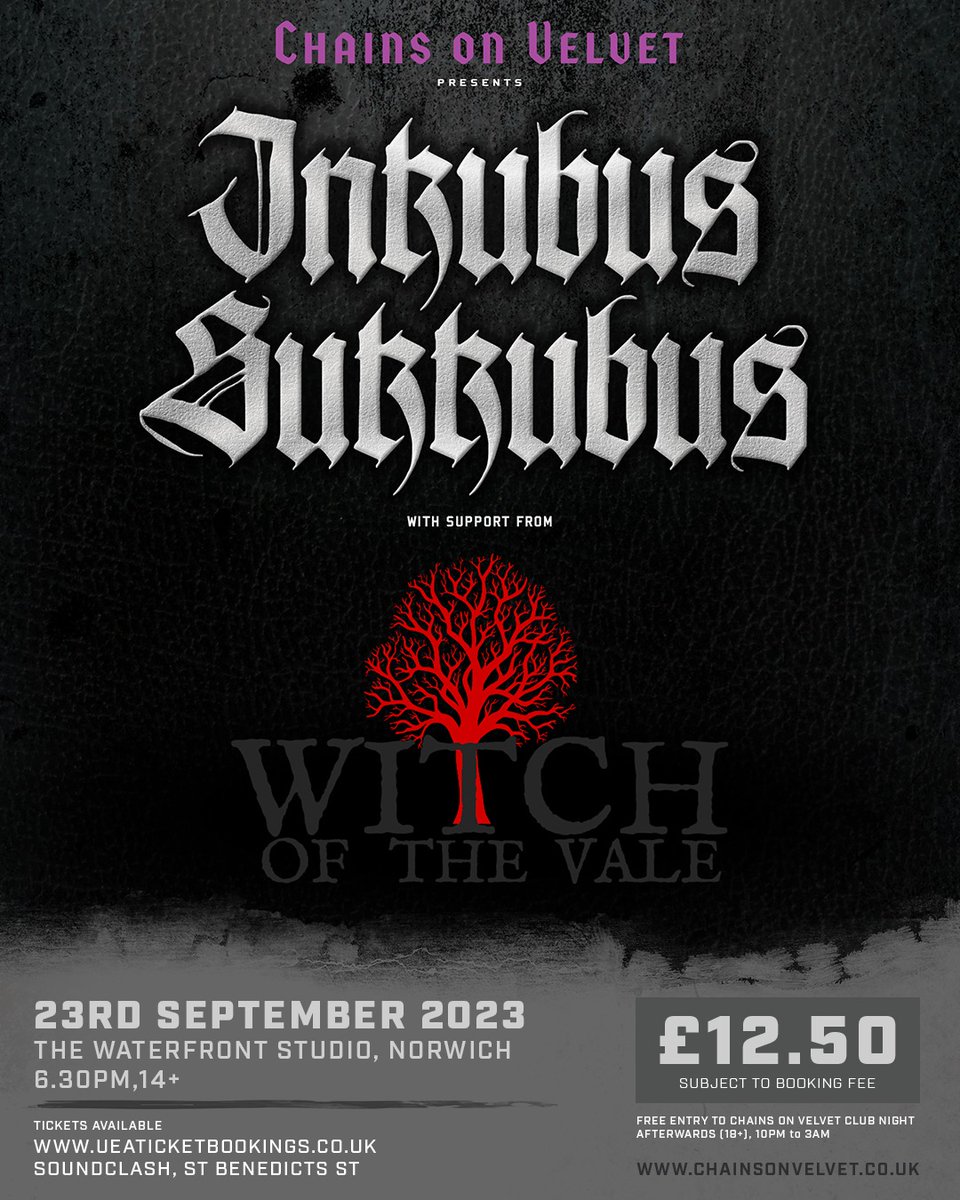 Will be in #Norwich in September for the first time and sharing a stage with @InkubusSukkubus. Tickets from ueaticketbookings.co.uk/ents/event/236…