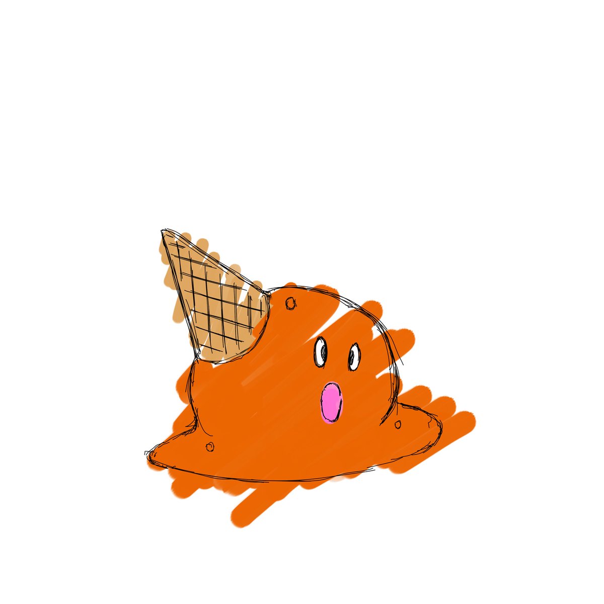 地面に落ちてしまったオレンジアイス(果肉入り)
＃イラスト　＃絵描き　#イラスト好きさんと繋がりたい 
#絵描きさんと繋がたい  ＃アイス　＃果肉