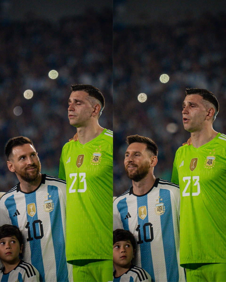 Esta secuencia del capitán mirando la emoción del Dibu durante el himno es realmente hermosa. 

Qué felices somos.