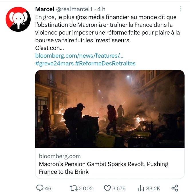 Un journal financier explique que les émeutes provoquées par Macron vont finir par faire fuir les investisseurs