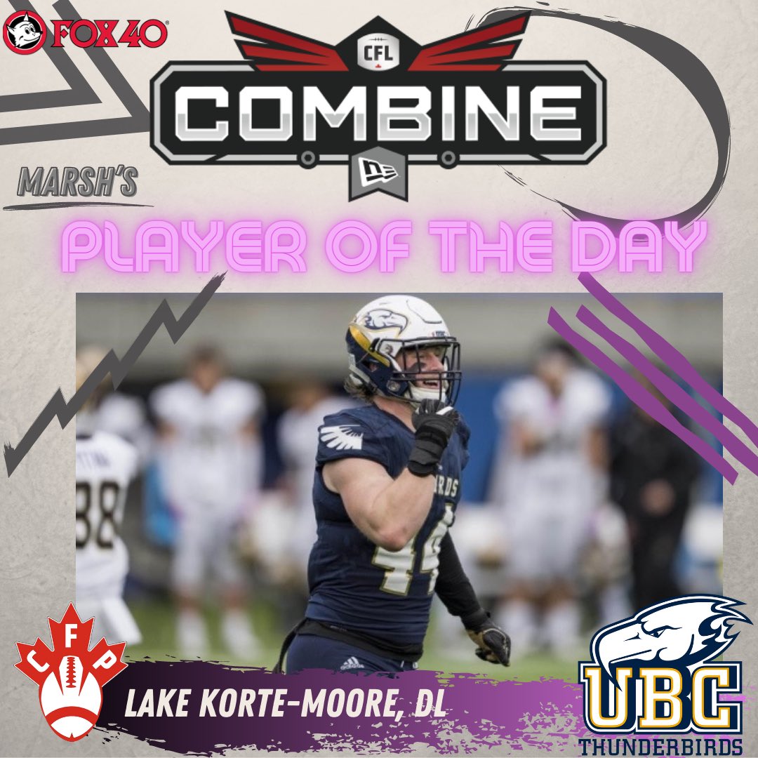 Day Two is in the books!! Here is who Marshall (<a href="/TSN_Marsh/">🇨🇦 Marshall Ferguson 🏈</a>) has as his Players of the Day…

WR Daniel Oladejo, <a href="/GeeGeesFootball/">Gee-Gees Football</a> 
DL Lake Korte-Moore, <a href="/ubctbirds/">UBC Thunderbirds</a> 

#CFLCombine | #CFLDraft