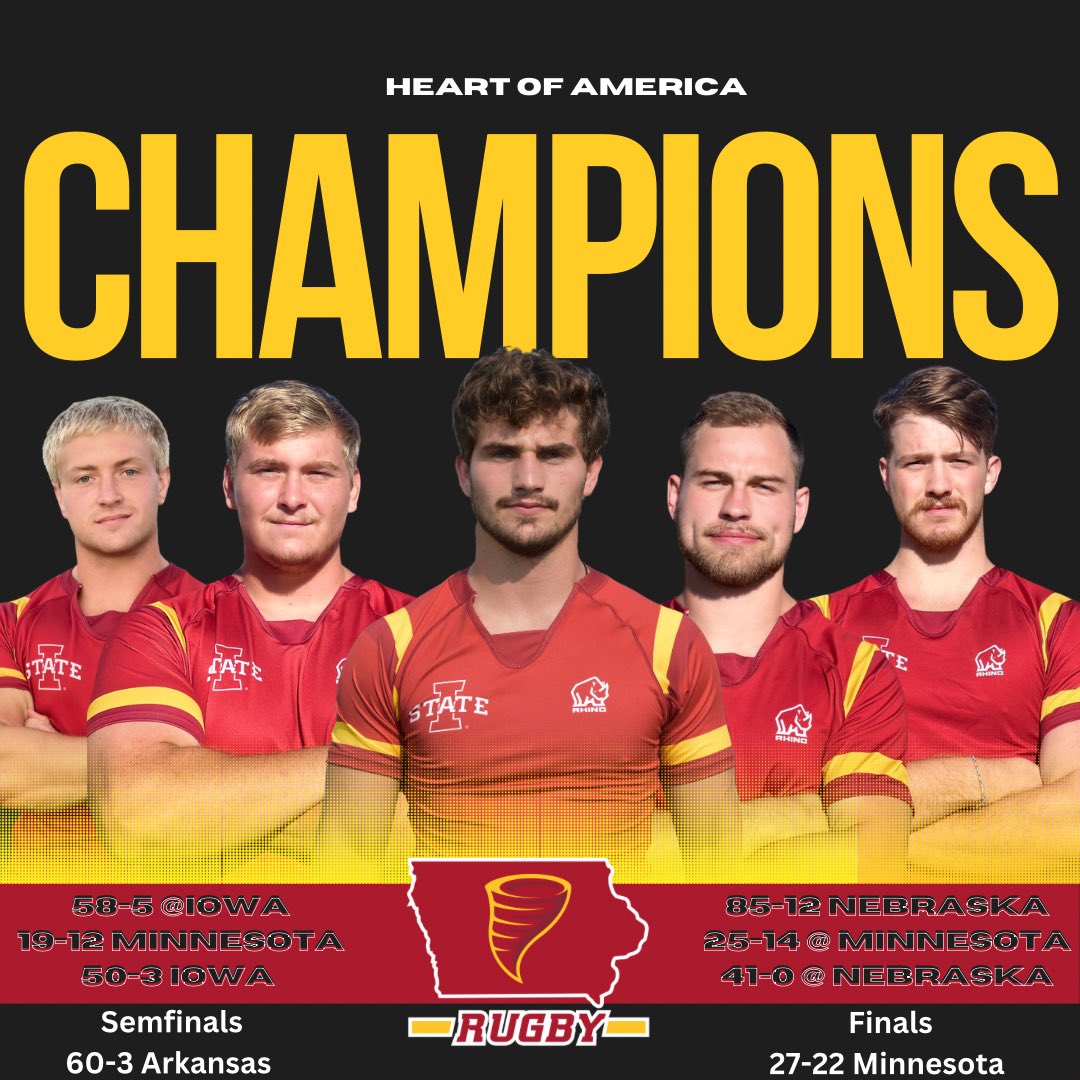 IowaStateRugby's tweet photo. A hotly contested Conference Final ends with the Cyclones pulling out a 27-22 win and advancing to face Sam Houston State in the ACR Final Four on 4/15 at Aveva Stadium in Houston, TX. Go State! https://t.co/3RtB0VU3Mk