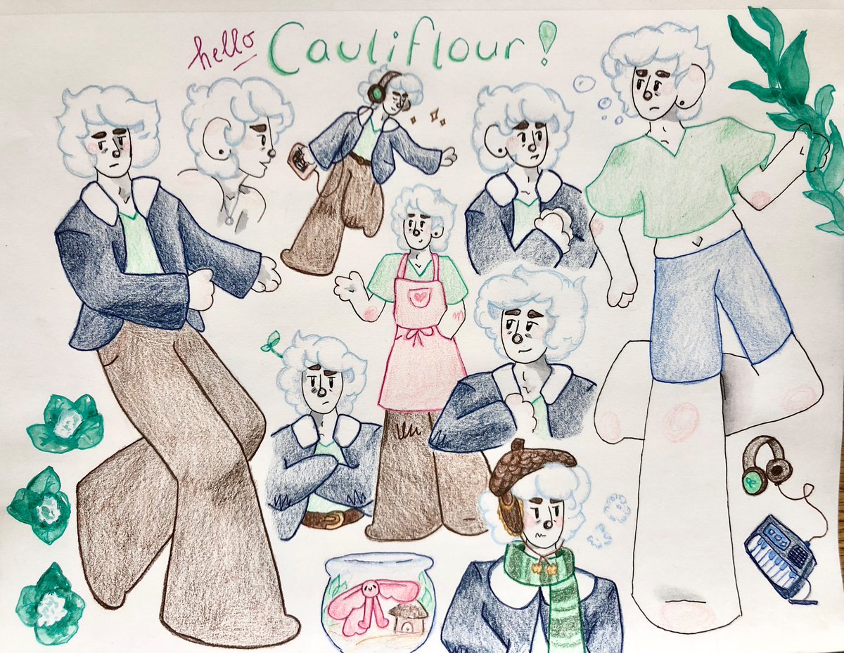 daviestardust's tweet photo. Say hello to Cauliflour, the protagonist from my graphic novel! 🌱🌸🥦

#graphicnovel #ocart #originalcharater https://t.co/yewh2hKvhP