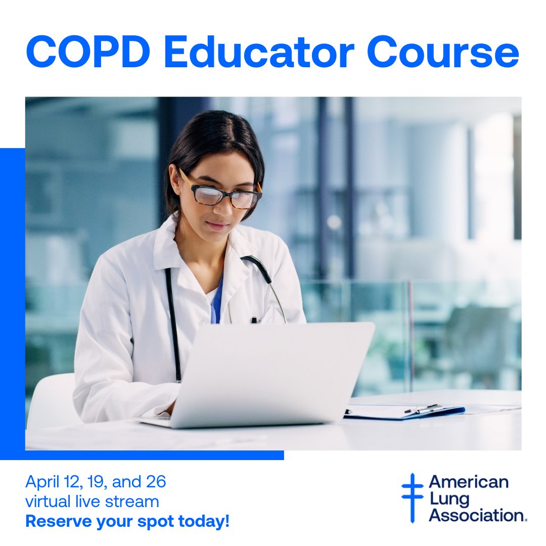 #DYK: COPD is often preventable and treatable. We encourage healthcare professionals to register for the #COPD Educator Course, a 3-partial day professional training that provides practical info they can use with patients diagnosed with COPD. #CEU action.lung.org/COPDECApril2023