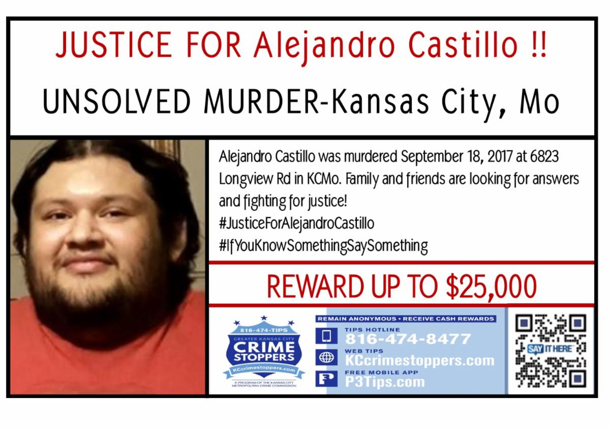 Coreys_Network's tweet image. Alejandro Castillo KCMO Homicide September 2017
Family and friends are seeking justice !
Cash reward for info leading to arrest from TIPS Hotline !
***** - PLEASE SHARE - *****
#RaiseHomicideAwareness
#JusticeForAlejandroCastillo 
#IfYouKnowSomethingSaySomething