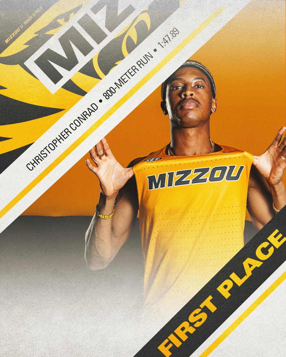 Mizzou Track & Field (@mizzoutfxc) on Twitter photo Pacing the pack 🥇
<a href="/conrad_fresh/">Christopher Nathan (Radish) Conrad</a> claims first in the 800m with a time of 1:47.89 🐯 Pacing the pack 🥇
<a href="/conrad_fresh/">Christopher Nathan (Radish) Conrad</a> claims first in the 800m with a time of 1:47.89 🐯