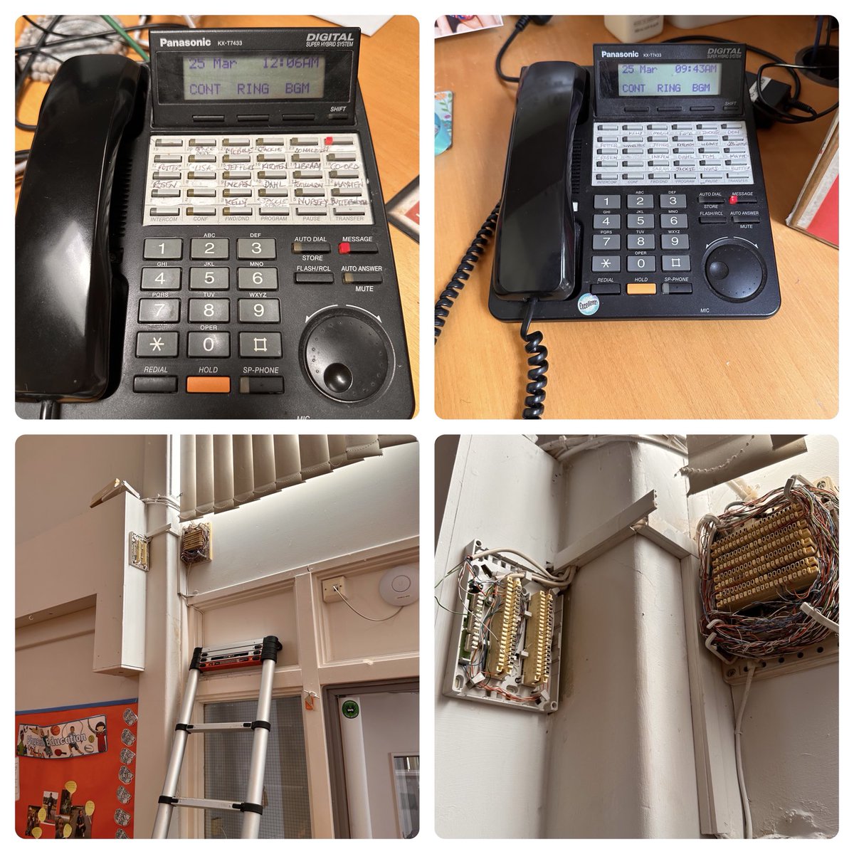 Commsmaster's tweet photo. Saturday emergency call-out to Primary School to put right what was wrong. All working now and elated customer. #ExBT #CommsMaster #TelephoneEngineers https://t.co/47kV8HoLy5