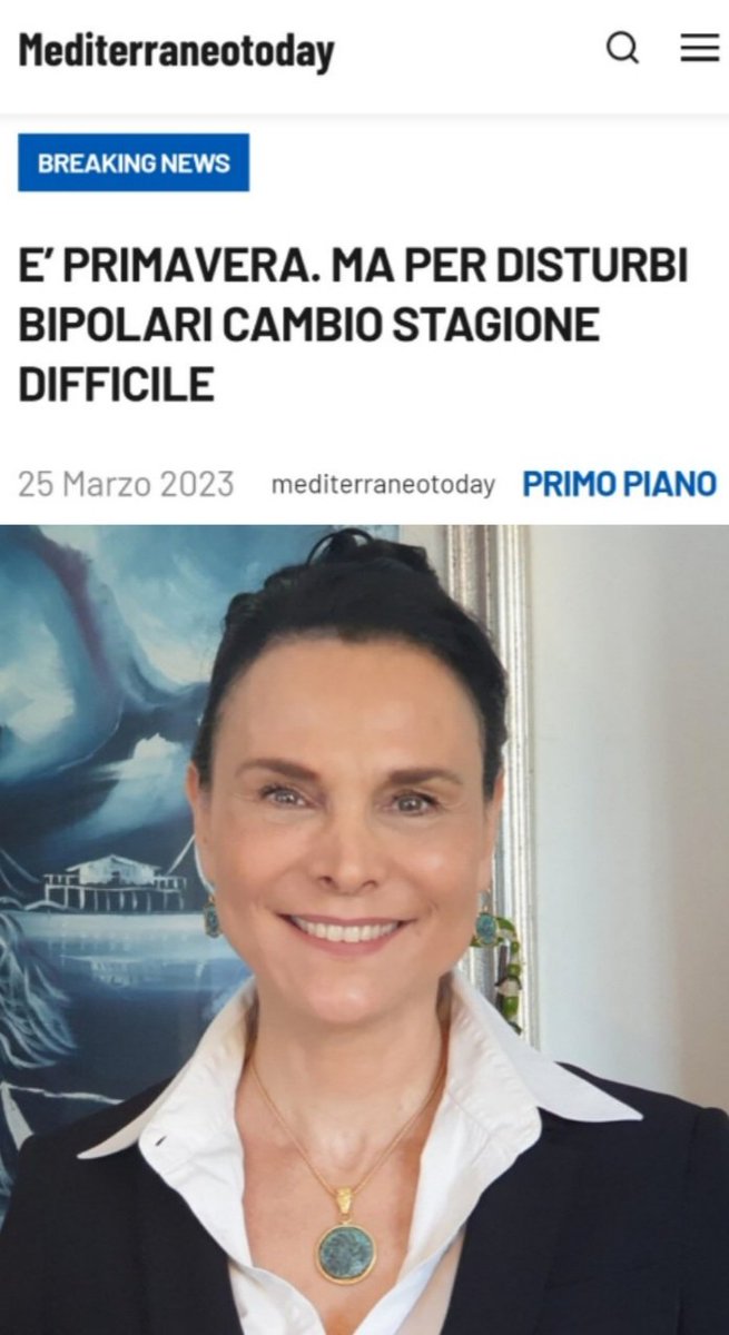 Biospyche's tweet photo. È PRIMAVERA. MA PER DISTURBI BIPOLARI CAMBIO STAGIONE DIFFICILE

@MariRoscino intervista ADELIA LUCATTINI psichiatra e psicoanalista di @spi1925 e @IPAonline

Su IL MEDITERRANEOTODAY 
Direttore @maffei58

https://t.co/dksSjqcIJ0

#VentagliDiParole
#bipolare
#primavera
#25marzo https://t.co/w1ERywQFM7