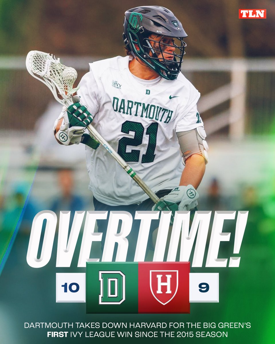 LacrosseNetwork's tweet photo. 🚨 DARTMOUTH WINS IN OT 🚨

@DartmouthMLax shocks Harvard to start the season 1-0 in Ivy League play ‼️ https://t.co/aV0JlYSRPW