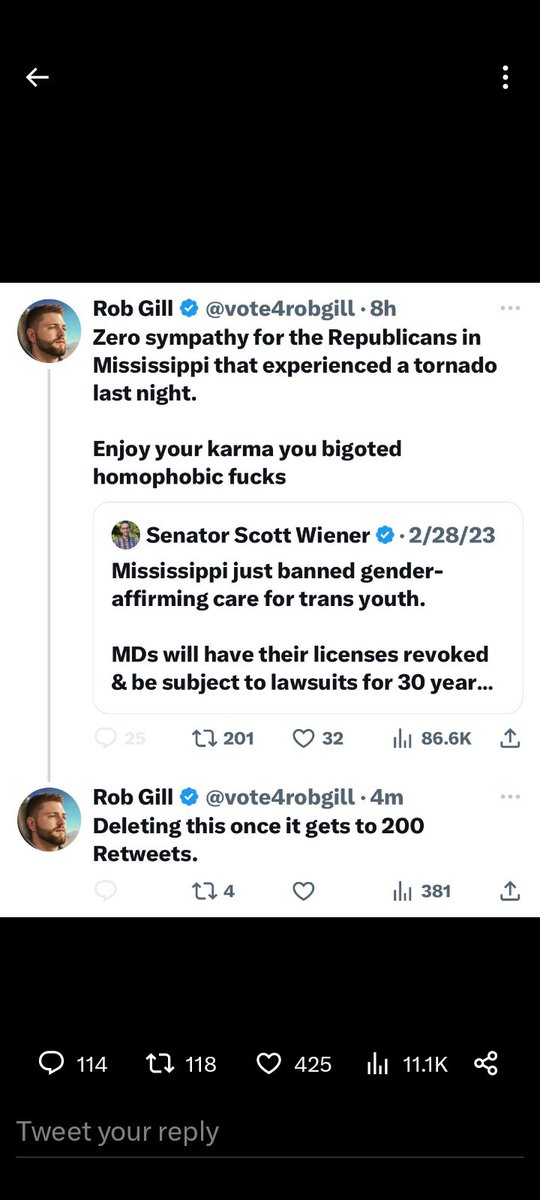 louisanamom's tweet photo. Meet @vote4robgill - An absolute piece of #racist #liberal filth. #RollingFork #Mississippi is 80% black. Not so inclusive, are you?
For those who pray, #PrayForRollingFork If you have links for legit ways to help, drop them ⬇️❤️ https://t.co/TXPStXuI91