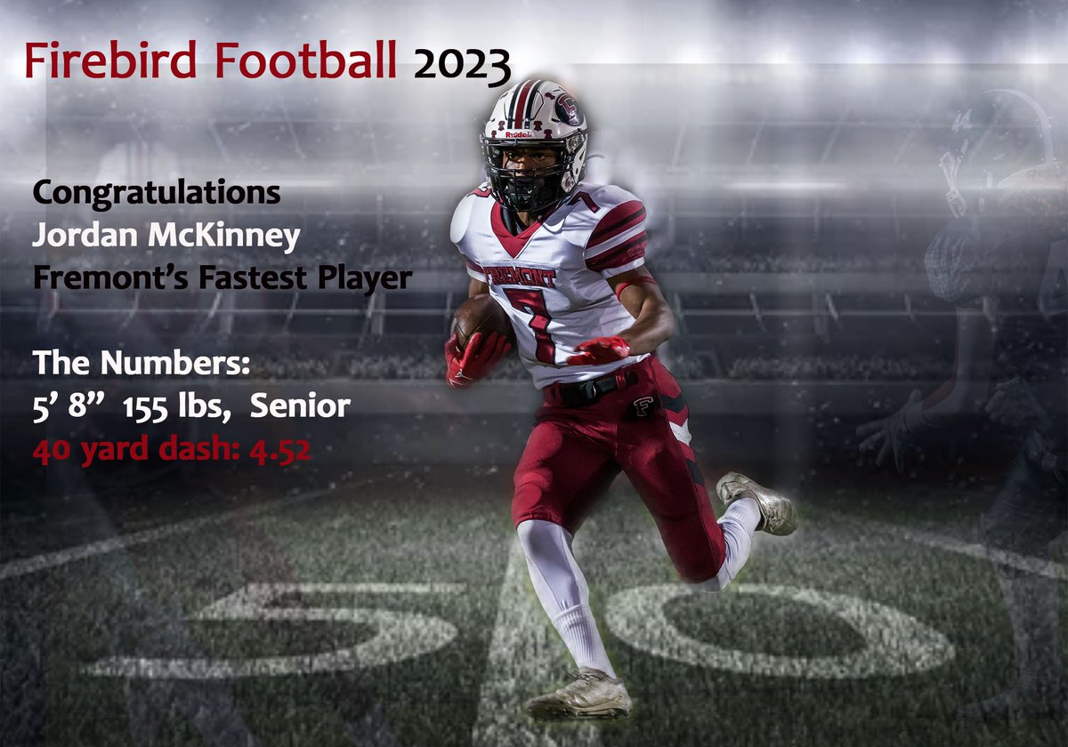 Fremont_FB's tweet photo. Congratulations to Jordan McKinney for being the fastest Fremont football player https://t.co/ocz46m2Ev0
