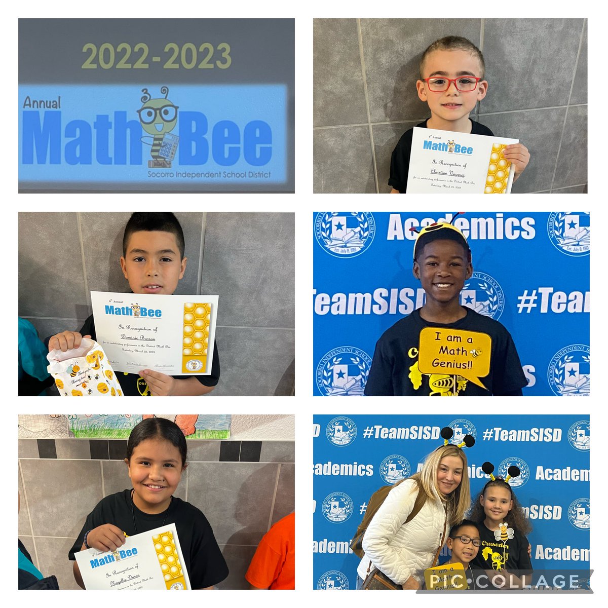 So proud of our SISD Math Bee participants. 🐝 Each is a true math genius! You represented O’Shea Keleher really well. Thank you so much ⁦@NJimenez_OKES⁩ for your hard work as well. 💜💛🐝 #TeamSISD #PowerOfYet #Excellence