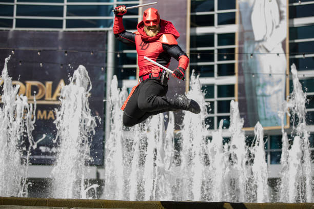 manwithoutfear's tweet image. Daredevil cosplay by Derek Shackelton, photographed by Daniel Knighton at WonderCon (Getty Images)