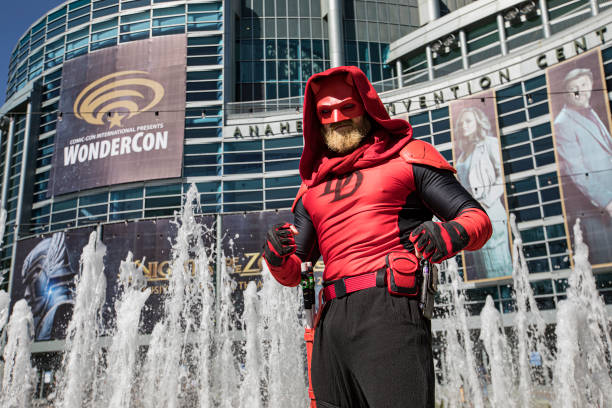 manwithoutfear's tweet image. Daredevil cosplay by Derek Shackelton, photographed by Daniel Knighton at WonderCon (Getty Images)