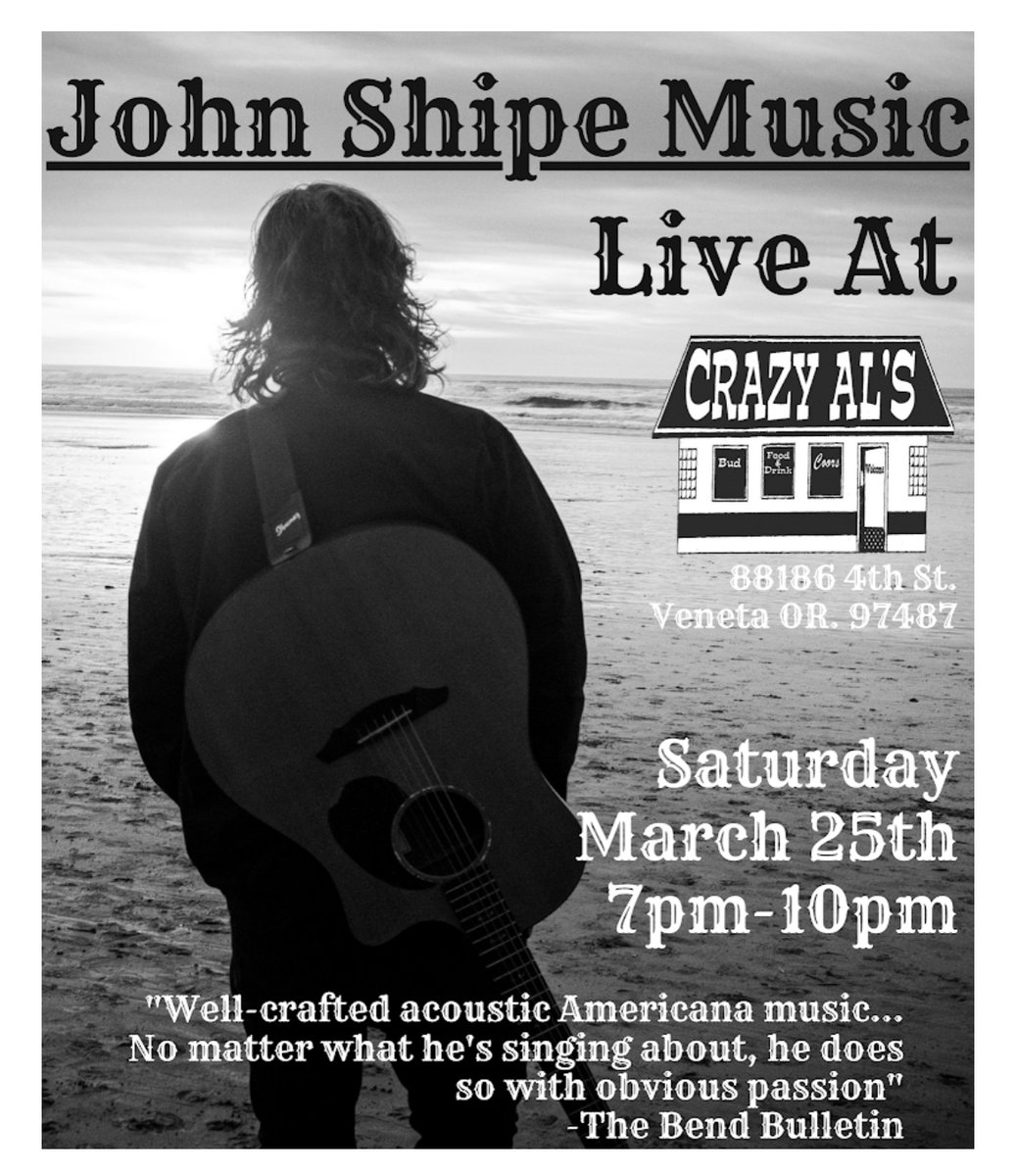 When it comes to branding, I'm not crazy about pics of singer-songwriters w/ their guitars  in nature. But this is a helluva nice poster a small venue in #VenetaOregon made for my gig tonite. In my tier of the Biz, when the venue kicks on promo, it is cool. #singersongwriter