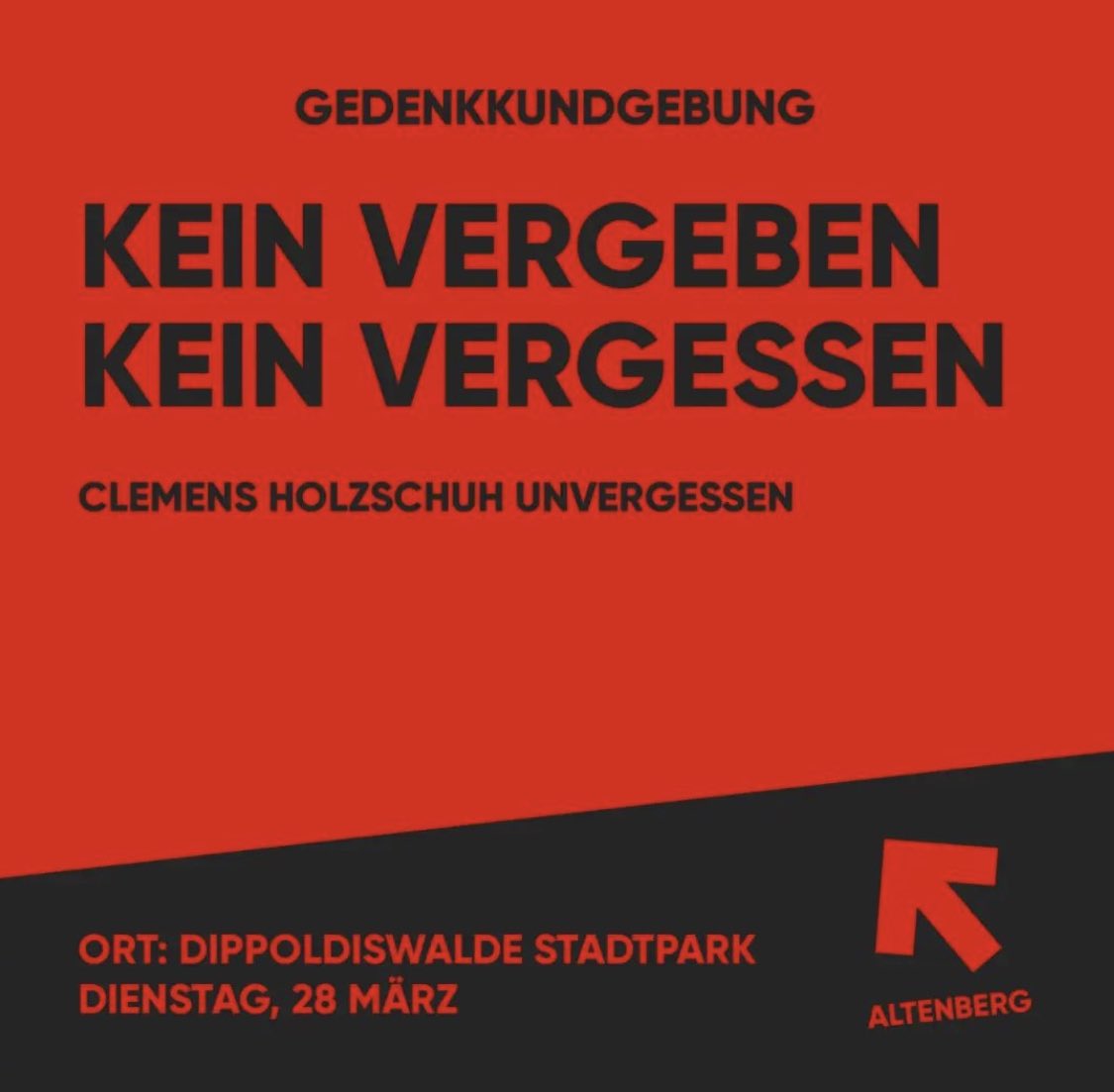 LJAltenberg's tweet photo. KEIN VERGEBEN KEIN VERGESSEN!
CLEMENS HOLZSCHUH UNVERGESSEN.

#Gedenkkundgebung an seinem 90. Todestag, dem 28 März, um 17:30 im Stadtpark in Dippoldiswalde. Er war eines der 1. Opfer der #Faschisten nach deren #Machtergreifung  im Jahre 1933. 

#dw2803 
#linksjugend https://t.co/QEMrbg3MKF