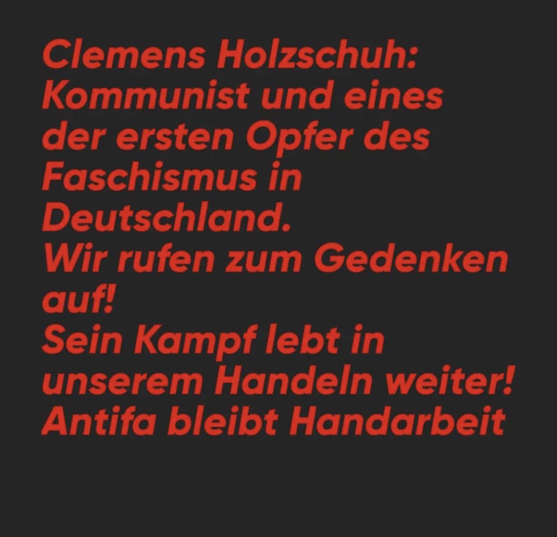 LJAltenberg's tweet photo. KEIN VERGEBEN KEIN VERGESSEN!
CLEMENS HOLZSCHUH UNVERGESSEN.

#Gedenkkundgebung an seinem 90. Todestag, dem 28 März, um 17:30 im Stadtpark in Dippoldiswalde. Er war eines der 1. Opfer der #Faschisten nach deren #Machtergreifung  im Jahre 1933. 

#dw2803 
#linksjugend https://t.co/QEMrbg3MKF