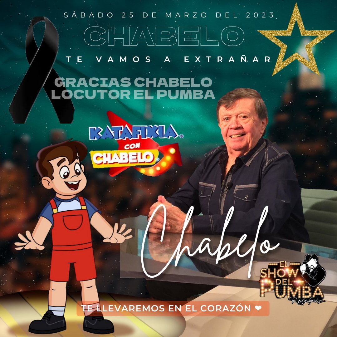 locutorelpumba's tweet photo. Hasta Siempre #Cuate @chabelooficial México Perdimos un Gran Cuate . #locutorelpumba https://t.co/pA1oECJ1Sr