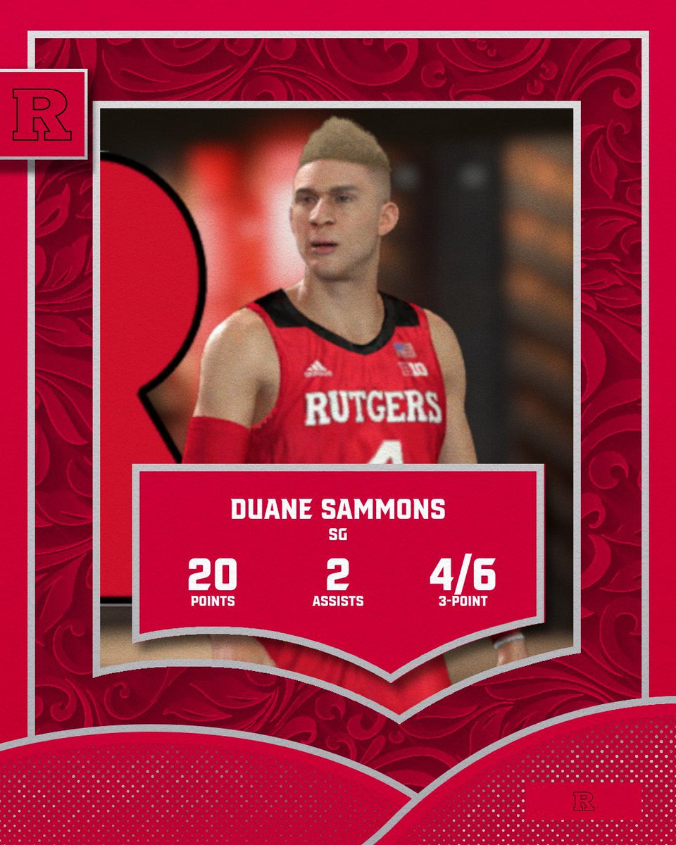 Another big game from Senior SG Duane Sammons to be named Rutgers Player of the Week for his Week 5 performance vs Michigan.

#csba #nba2k #simsports