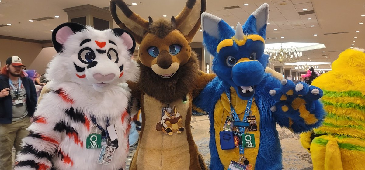 FrostFireguard's tweet photo. Meeting all these suiters at #TFF2023 was so fun. Time for some photo spam! #Fursuits
@FurzyWhiteTiger @AmpereDragon @MagnusVesper @ClanHyena @AlienPoosy @DarwinTheFox https://t.co/u0Ke79TSh9