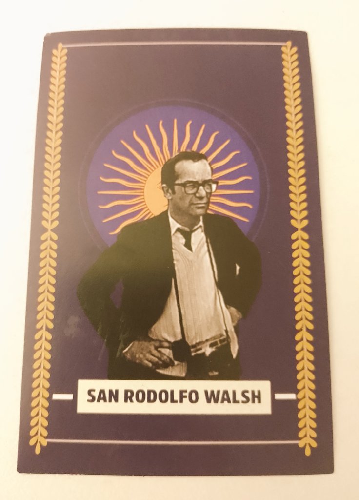 evaquijano's tweet image. Hoy mi sobrina me regaló esta estampita 🤍 parece que circula entre lxs estudiantxs de @ubasociales  🕯️🙏🏾🍀 #walsh  #RodolfoWalsh #SanRodolfoWalsh