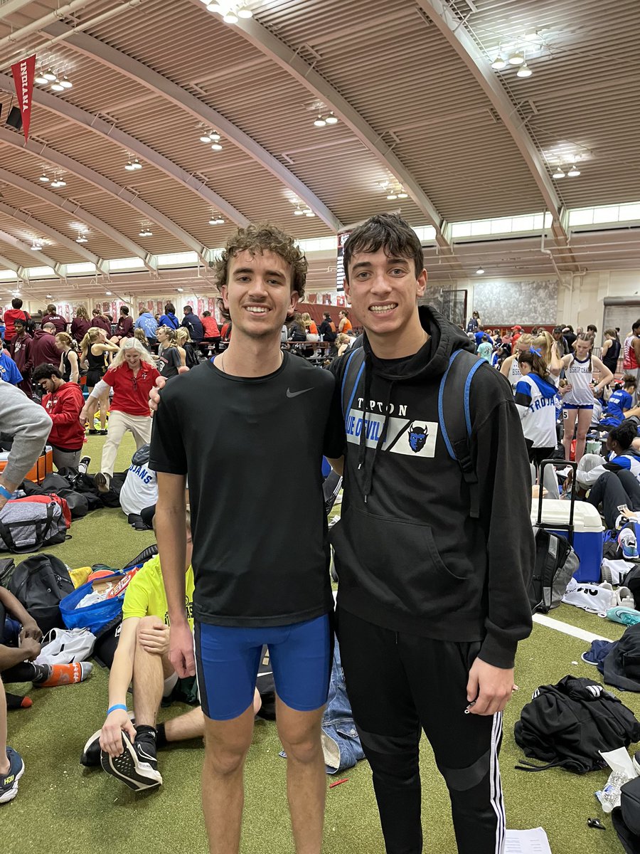 TiptonXCTF's tweet photo. Hoosier State Indoor Finals @evan_long63 finishes 5th in the 3200! Cooper Altherr just misses the finals and podium position with a 9th place finish. He’ll be back next year! On to the outdoor season! @tiptonbdevils @TiptonHS @michelle_garmon @SportsKT https://t.co/NN8Zp3q9kb