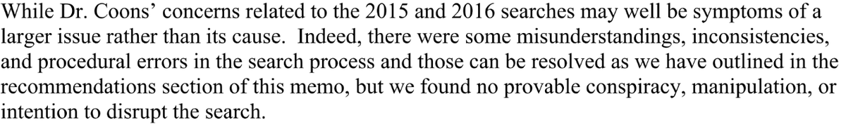 d_faraci's tweet photo. Correction: The image above was from the conclusion of the 2020 McHugh Report (which Craig did not oversee) not the 2019 Sherrell-Eber Report (which he did). The relevant excerpt from the Sherrell-Eber conclusion is pictured here. https://t.co/Cuo9sZGgtq