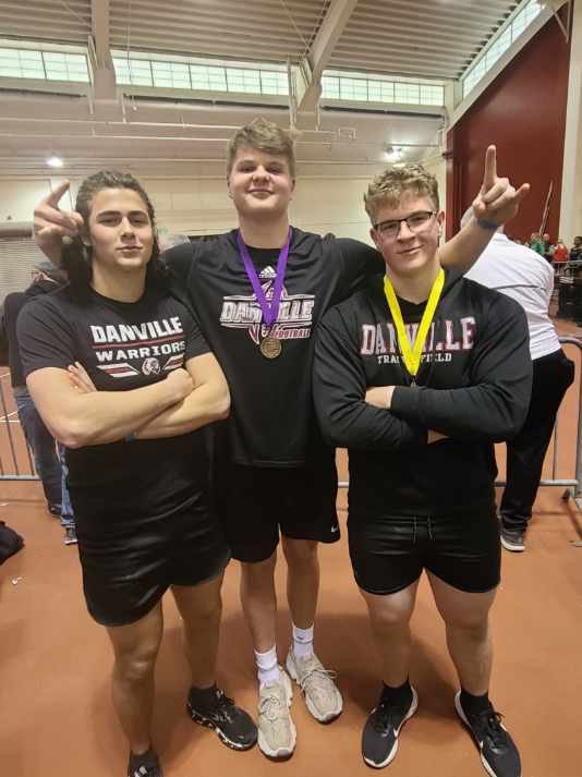 Danville_Track's tweet image. Coach Lawrence took 4 throwers to the indoor state meet today; @luke_messinger took 4th and @Elaw5115 took 7th!  @LStaigl is throwing now.