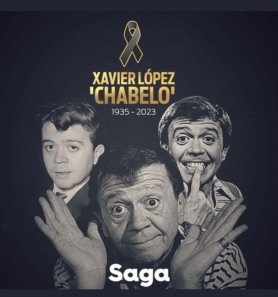 IrreverenteSocc's tweet photo. Hasta siempre Cuate 😢
El amigo de todos los niños, Xavier López “Chabelo”, ha fallecido a sus 88 años de edad. Varias generaciones despiden a su cuate.
#Chabelo será eterno, cómo su amos a sus águilas 🦅 @ClubAmerica #QEPD
#Chabelo4ever https://t.co/Lk7DPnfaSs