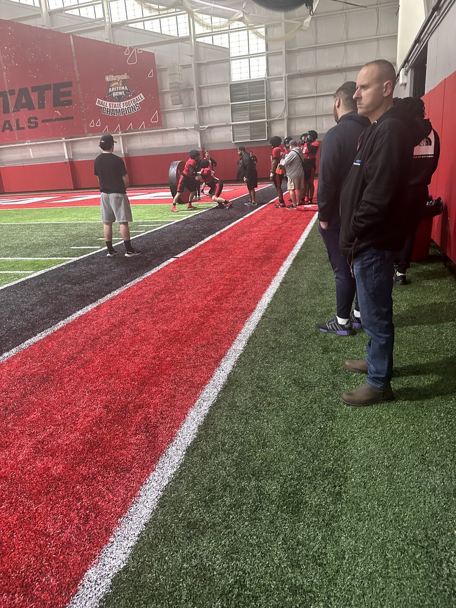Great visit to @BallStateFB to watch spring practice! Can’t wait to be back! @CoachJohnson64 @CoachMorris_ @williehayes47 @CoachBigPete