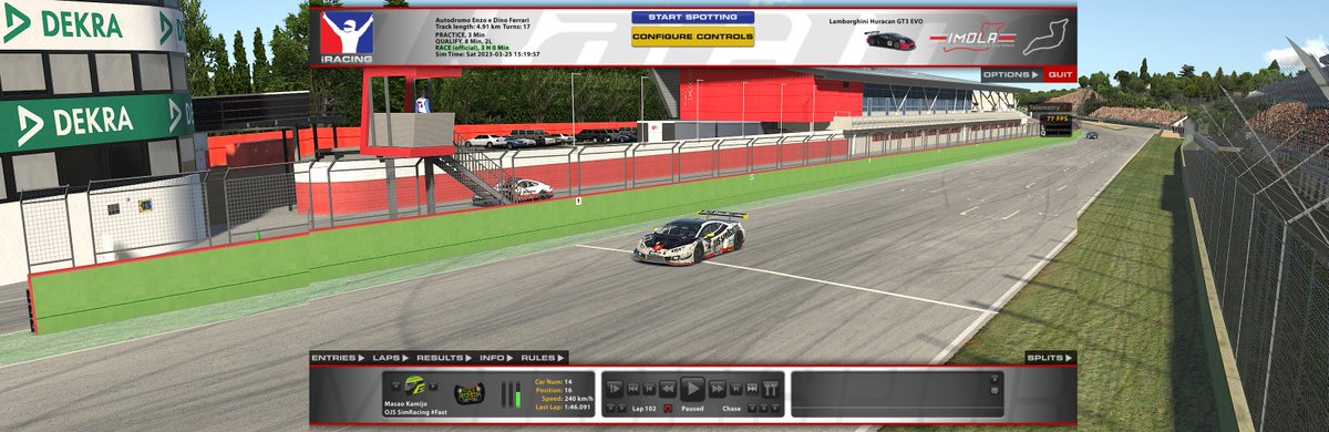 nhymk_cars's tweet image. VRS GT ENDURANCE    23s2 w2 イモラ3H
OJS SimRacing　ジグソーさん、まーぼーさん、わたし
Q12　　R16
スタートは順調でしたが、追突されたり（2回）もあって順位も下げてしまいましたが、何とか16位で終えることが出来ました。
来週はレッドブルリンク頑張ります！
＃iracing　　＃OJS