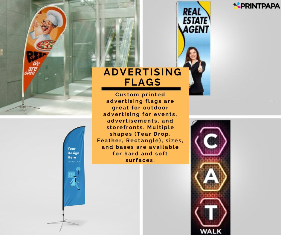printpapa's tweet image. Get affordable and attractive advertising flags. They are the perfect indoor and outdoor promotional tool. PrintPapa creates flags are made from tearproof and durable materials. Call us to place your order.

Order:bit.ly/39icQV0

#AdvertisingFlags #Economy #StockDesigns