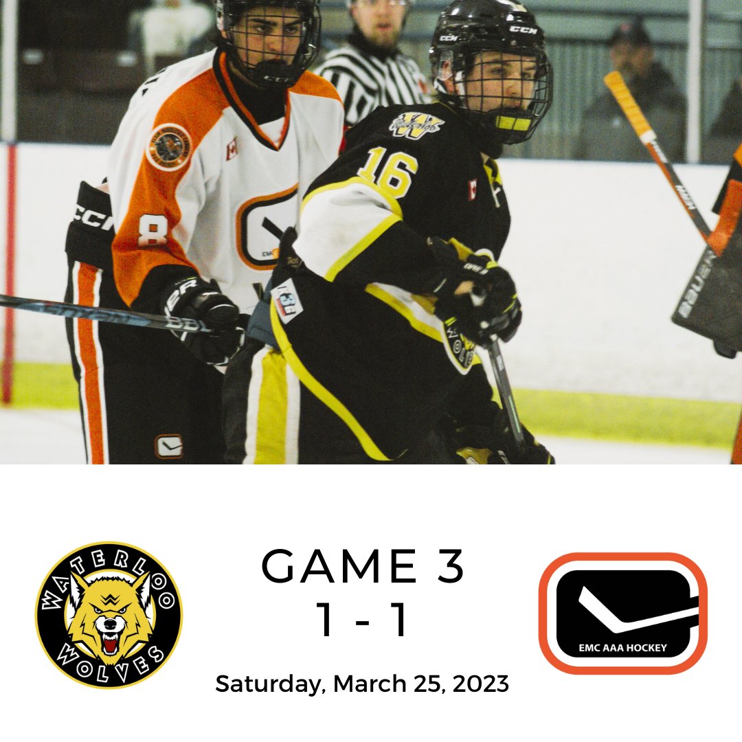 watwolvesu18aaa's tweet photo. Another excellent game, this time in Komoka, resulted in a 1-1 tie which means the @ALLIANCE_Hockey #U18AAA Championship series remains tied. Game 4 is back at RIM Park on Monday, March 27 at 7:30pm. @Waterloo_Wolves #hockeyteams #playoffs #roadtotheteluscup #packPillers https://t.co/b5LcsIt1Tw