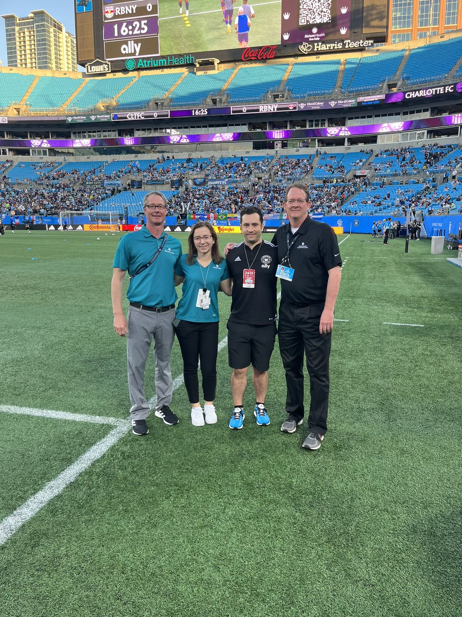 Atrium Health MSKI Sports Med docs ready to provide coverage for the game. Let’s go Charlotte FC! @AtriumMSKI @TMoormanMD @AmyJDixon17 #CabarrusSpMedFellowship