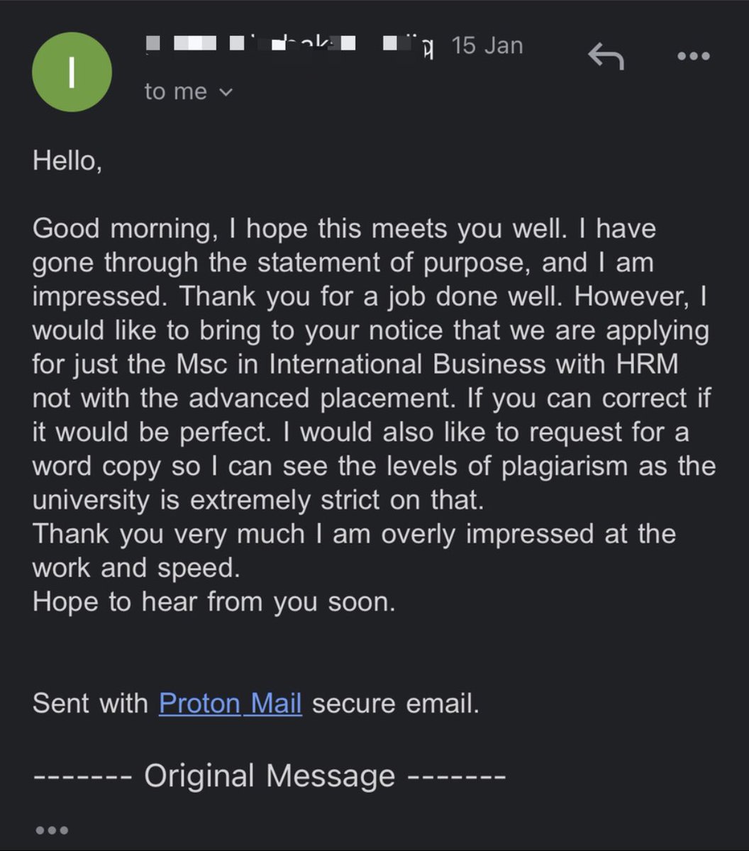 One of our reviews from a satisfied client. It’s a blessing to get reviews like this. We are steadily affecting lives through writing. 

#statementofpurpose #writing #bolualexconsult #personalstatement #sopwriting #sop #CVwriting