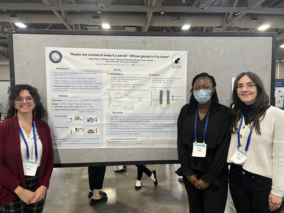 DrMeltemYucel's tweet image. Elissa (senior undergrad @DukeU) and Justin’s (postbac) posters were a huge success! This might be my proudest moment 🤩🥳

#SRCD23 @SRCDtweets @TamarKushnir